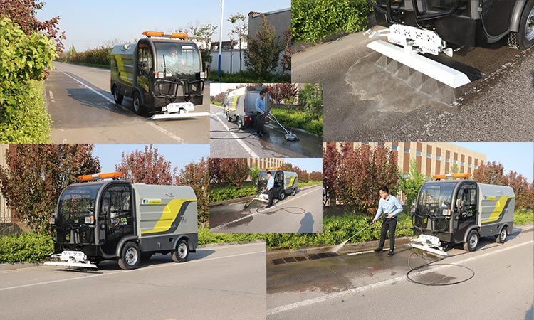 電動四輪高壓清洗車北京環(huán)衛(wèi)交車現場